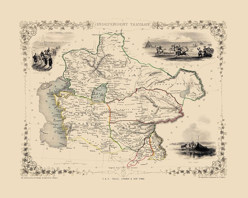 Independent Tartary Uzbekistan Asia - Tallis 1851