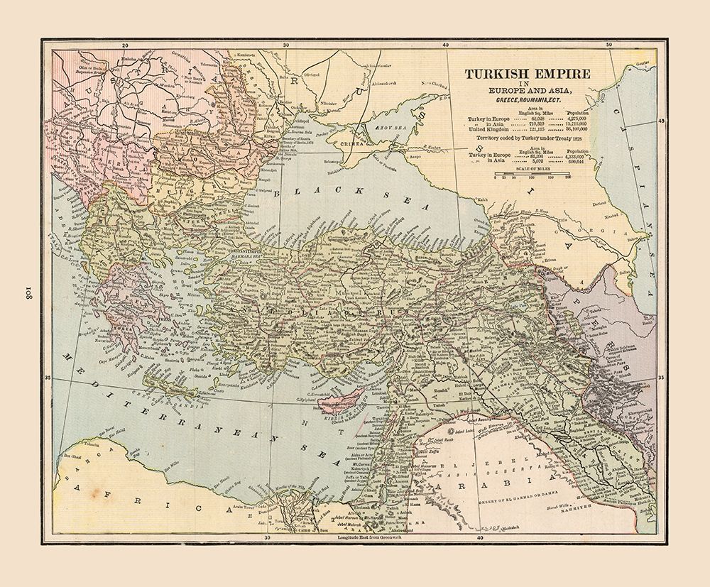 Turkish Empire - Cram 1888
