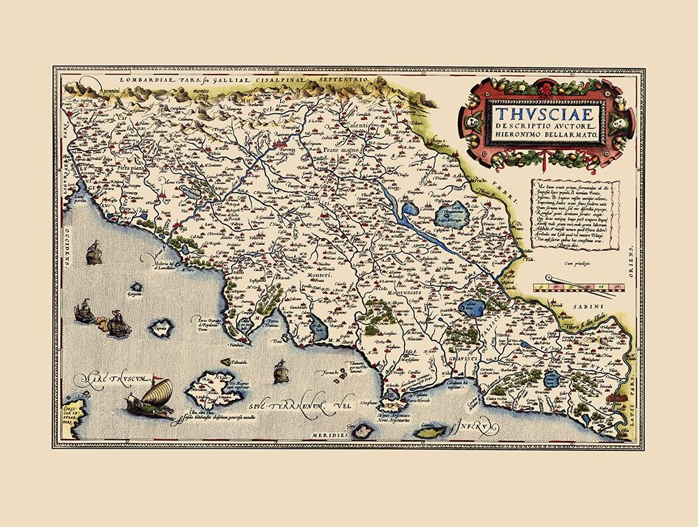 Tuscany Region Italy - Ortelius 1573