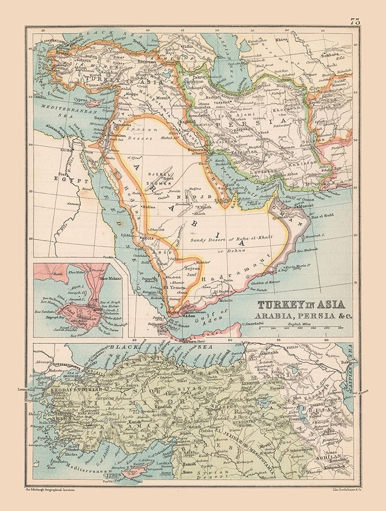 Turkey Arabia Persia - Bartholomew 1892