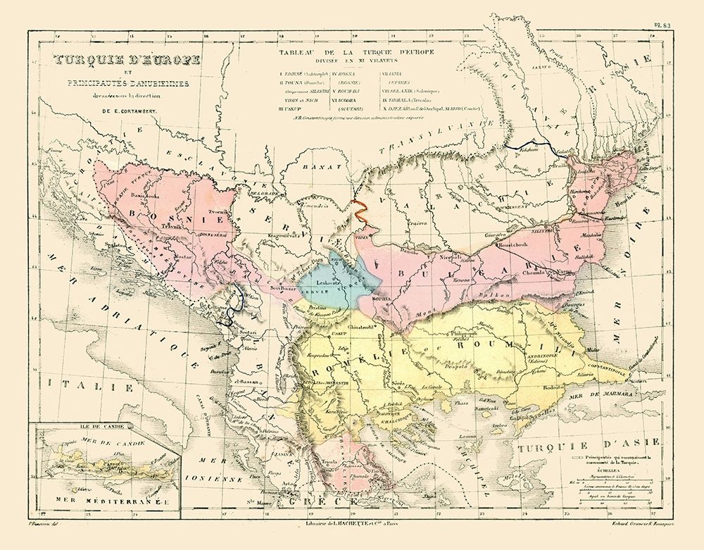 Europe Turkey - Cortambert 1880