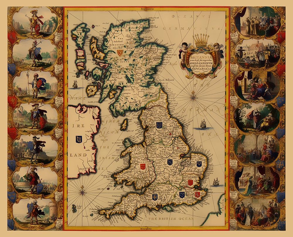 England Scotland Wales - Blaeu 1645