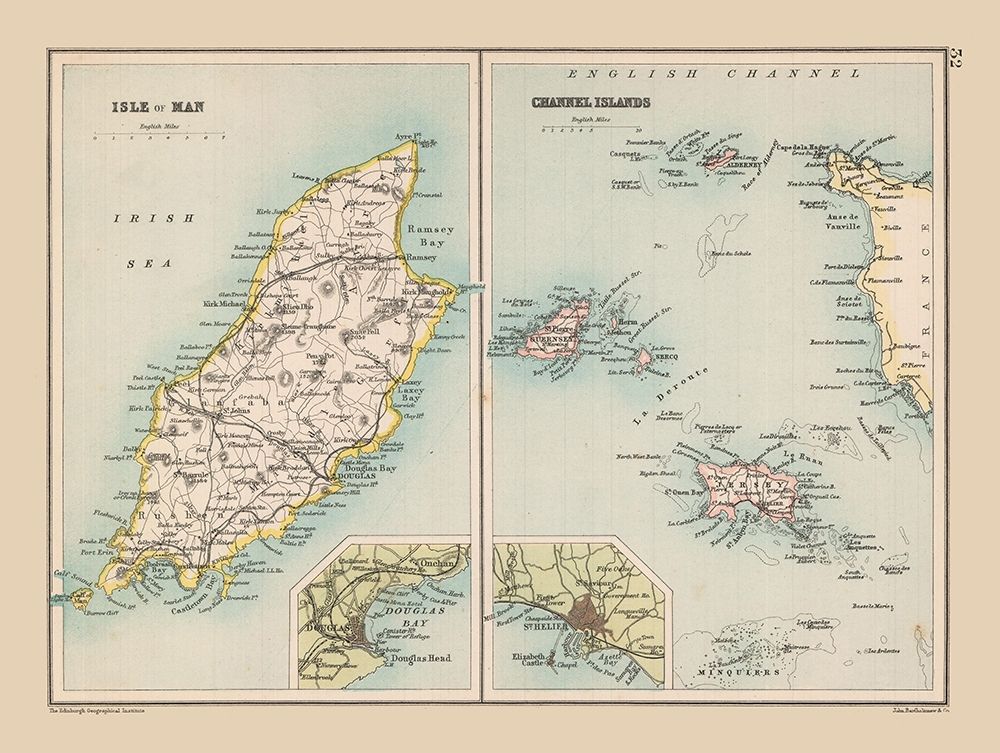Isle of Man Channel Islands - Bartholomew 1892