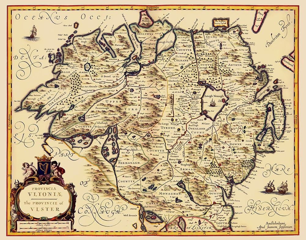 Ulster Province Ireland - Jansson 1646
