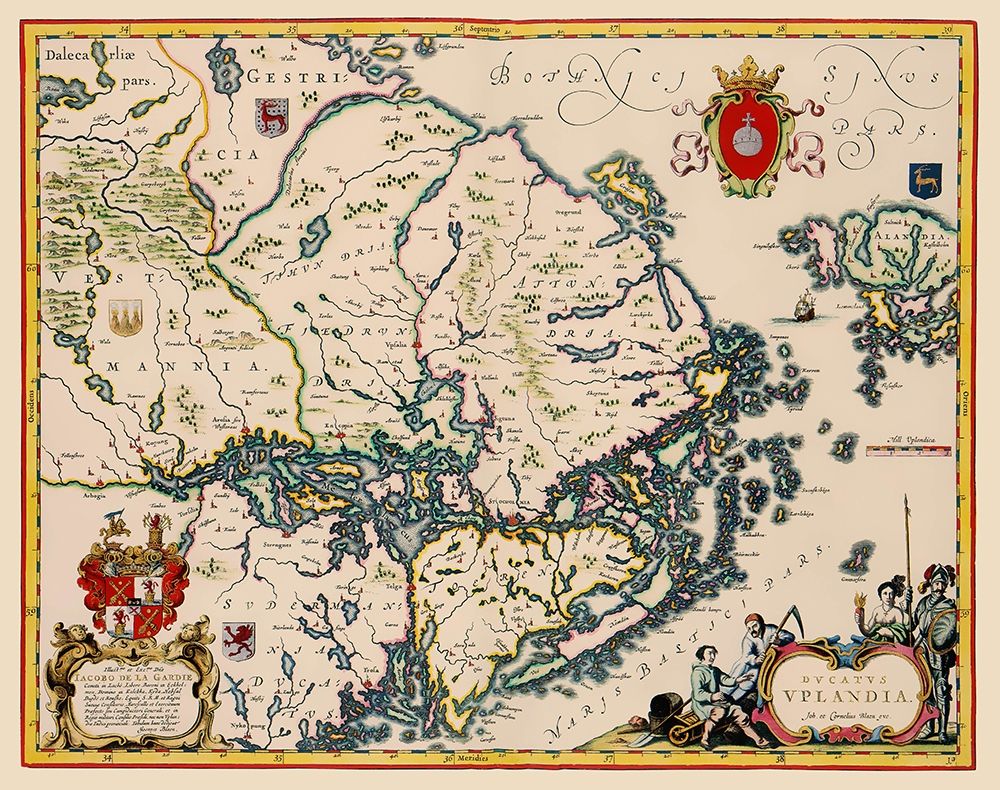Uppland Province Sweden - Blaeu 1640