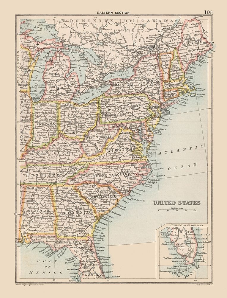 Eastern United States - Bartholomew 1892