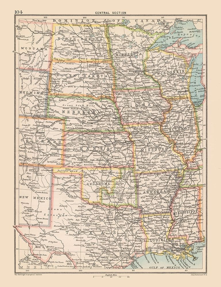 Central United States - Bartholomew 1892
