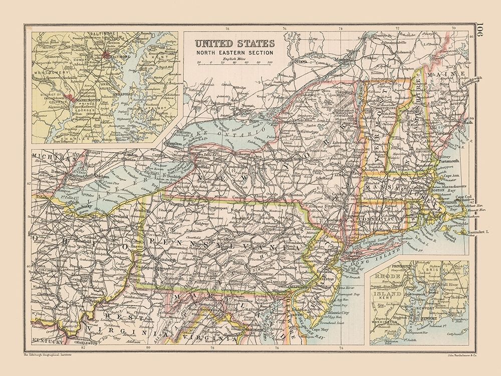 North Eastern United States - Bartholomew 1892