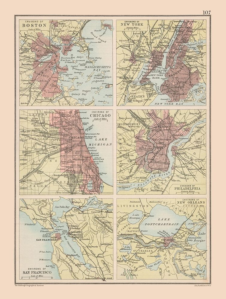 Major Cities United States - Bartholomew 1892