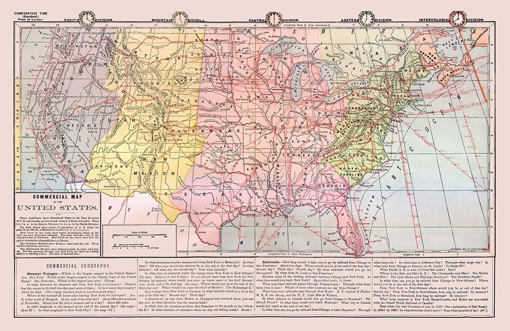 United States - Commercial Map - Monteith 1882