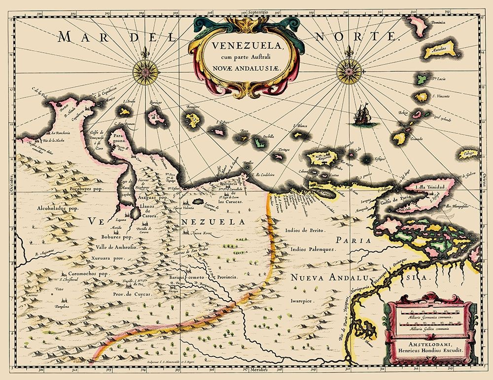 South America Venezuela - Blaeu 1680