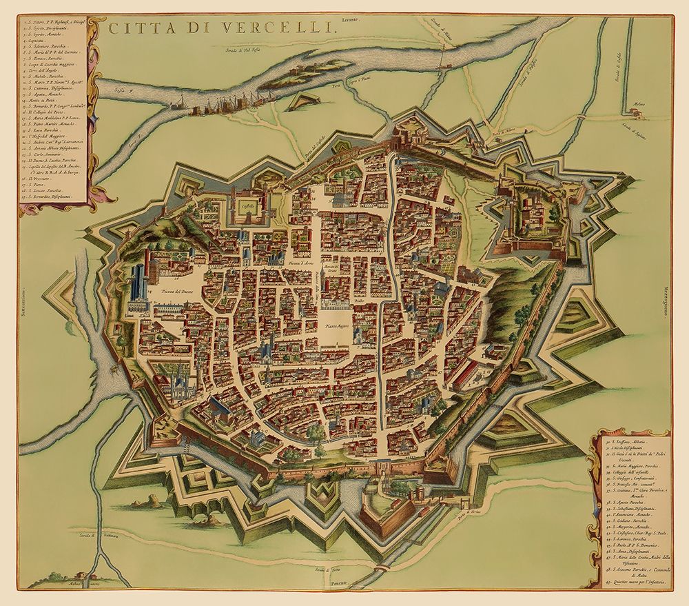 Vercelli Panoramic Italy - Blaeu 1682