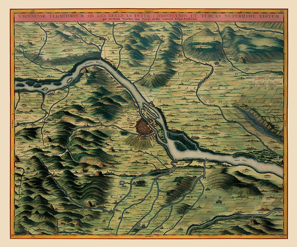 Vienna Austria Panoramic - Visscher 1683