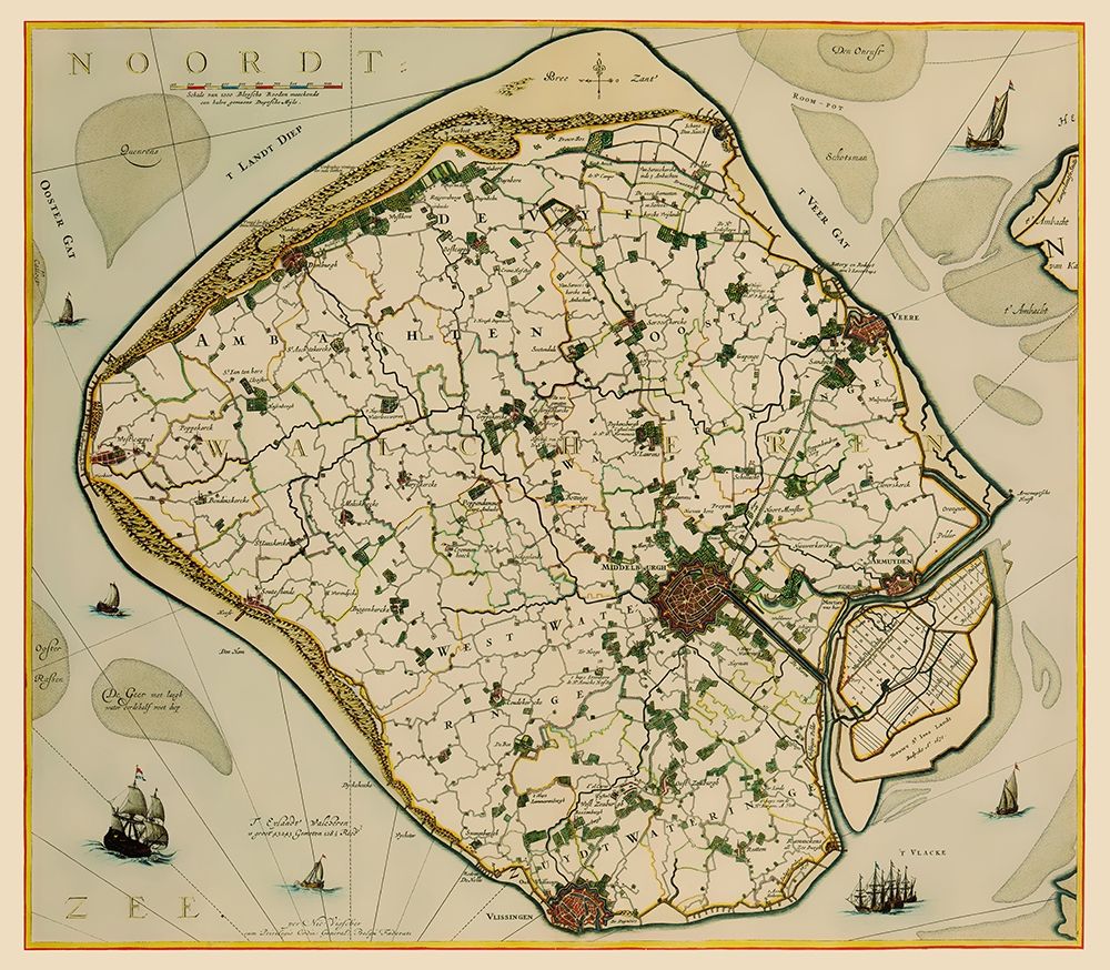 Walcheren Island Netherlands - Visscher 1681