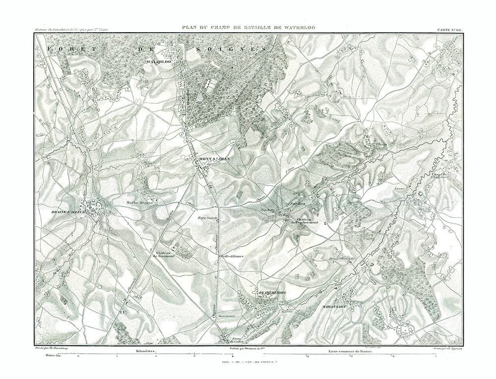 Battle of Waterloo, Field Plan - Thiers 1866