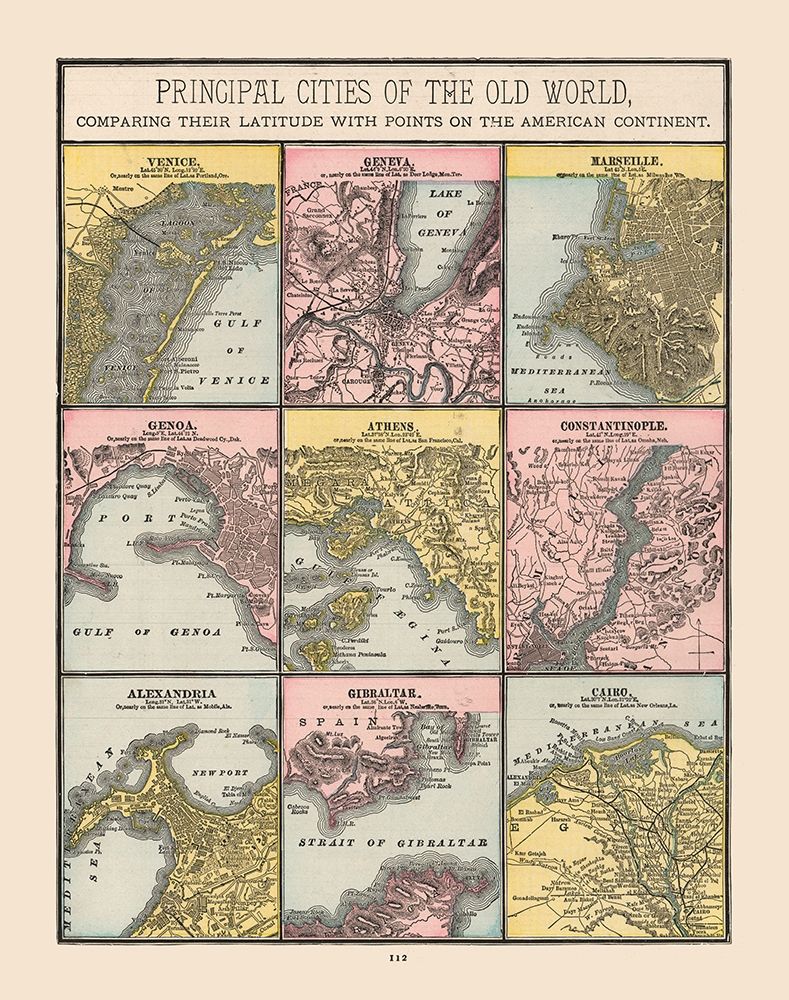 Principal Cities Old World - Cram 1888