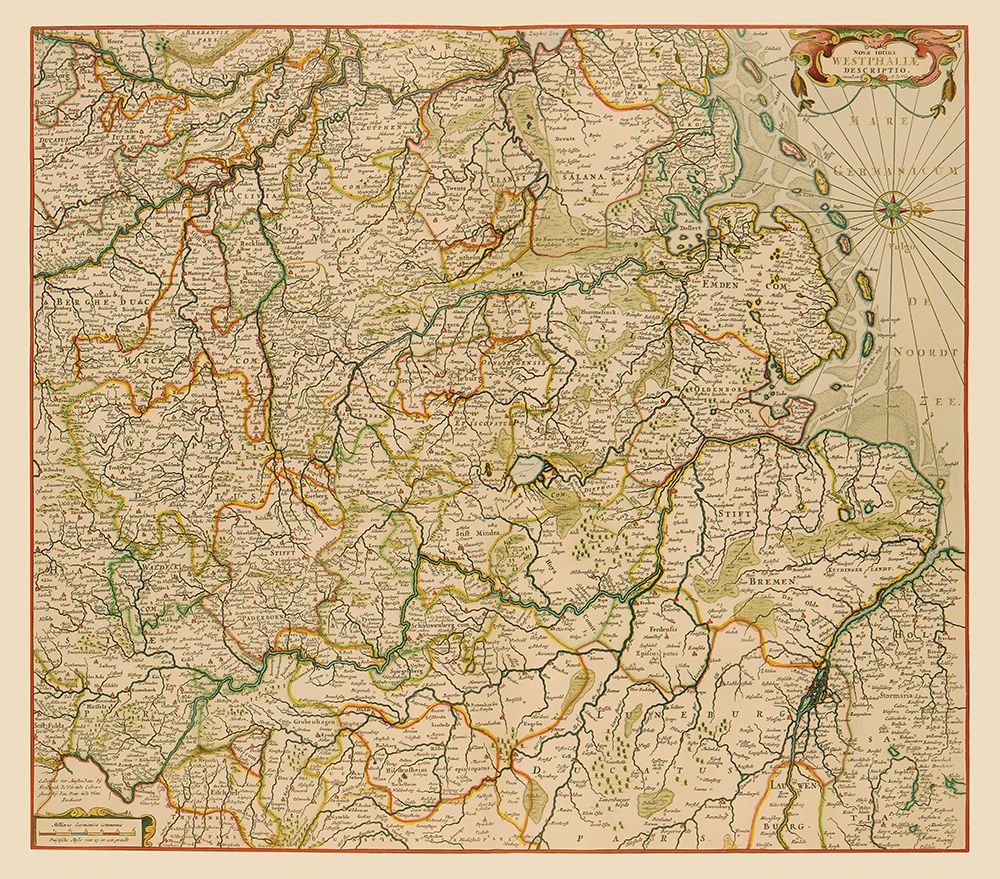 Westphalia Region Germany - De Wit 1688
