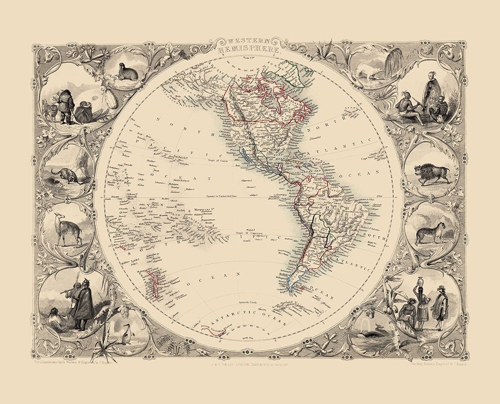 Western Hemisphere - Tallis 1851