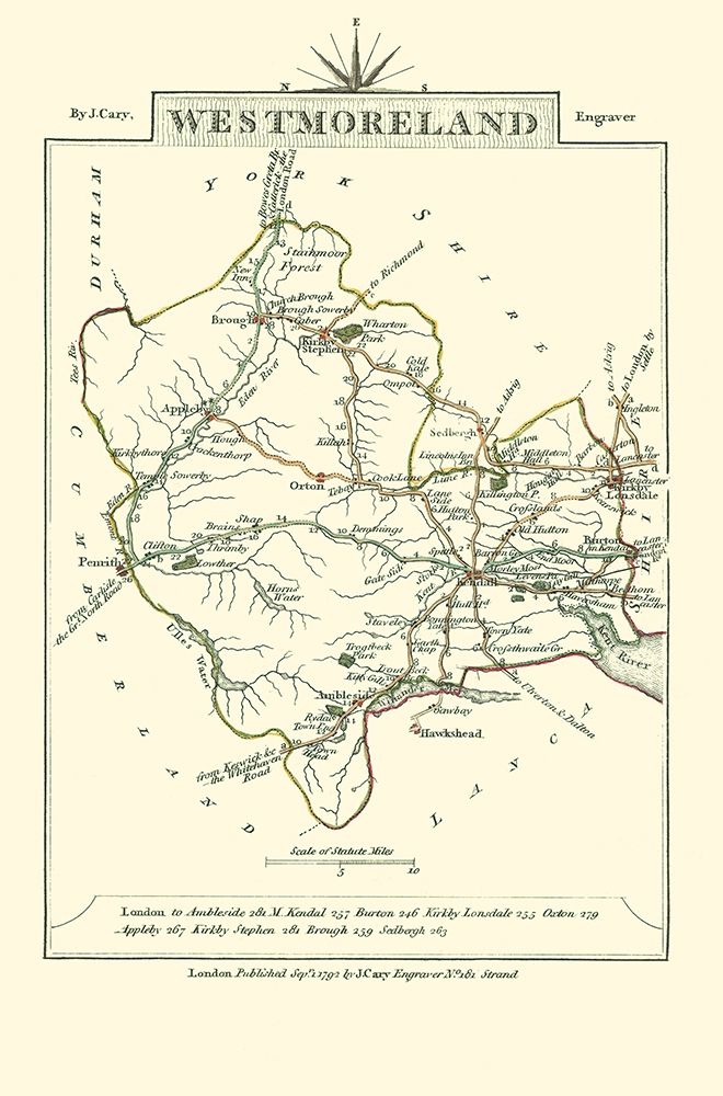 Westmoreland County England - Cary 1792