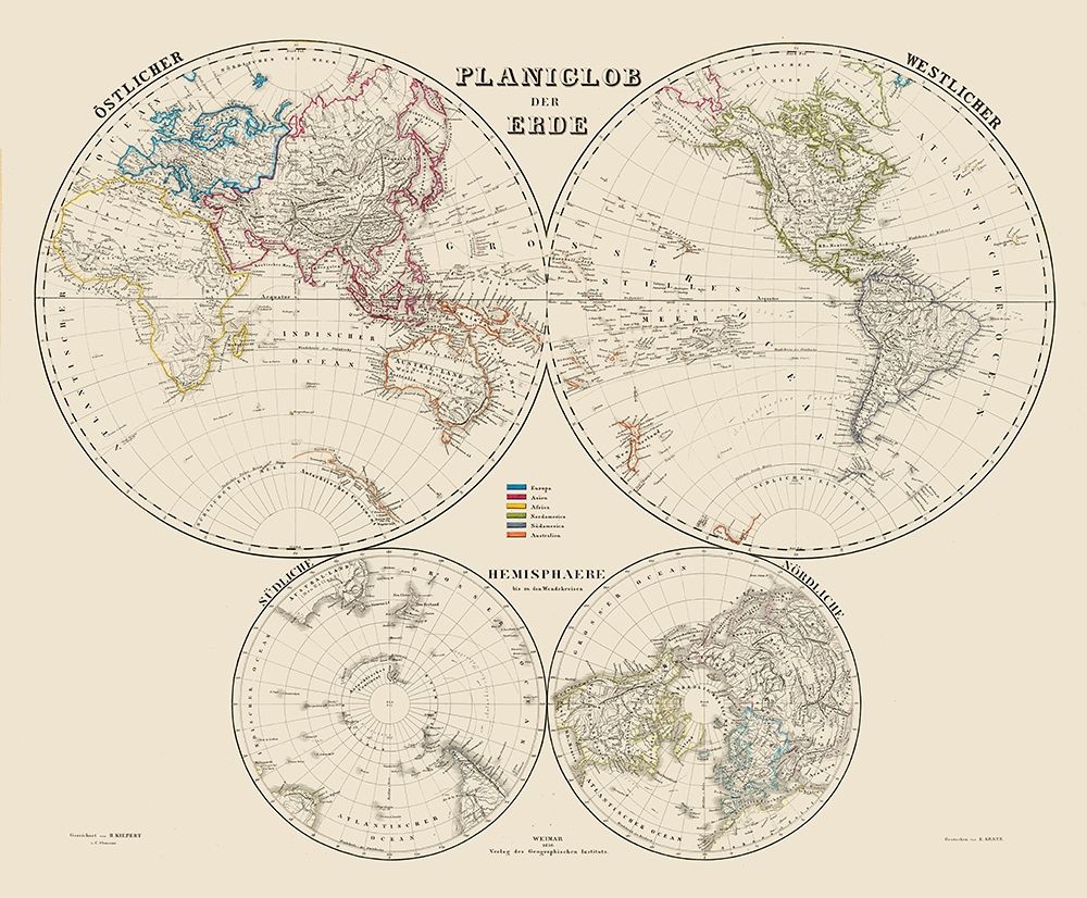 World Hemispheres - Weimer 1856
