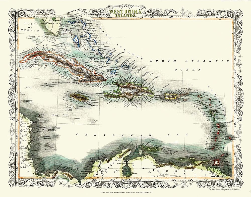 West Indies Islands - London Print 1860
