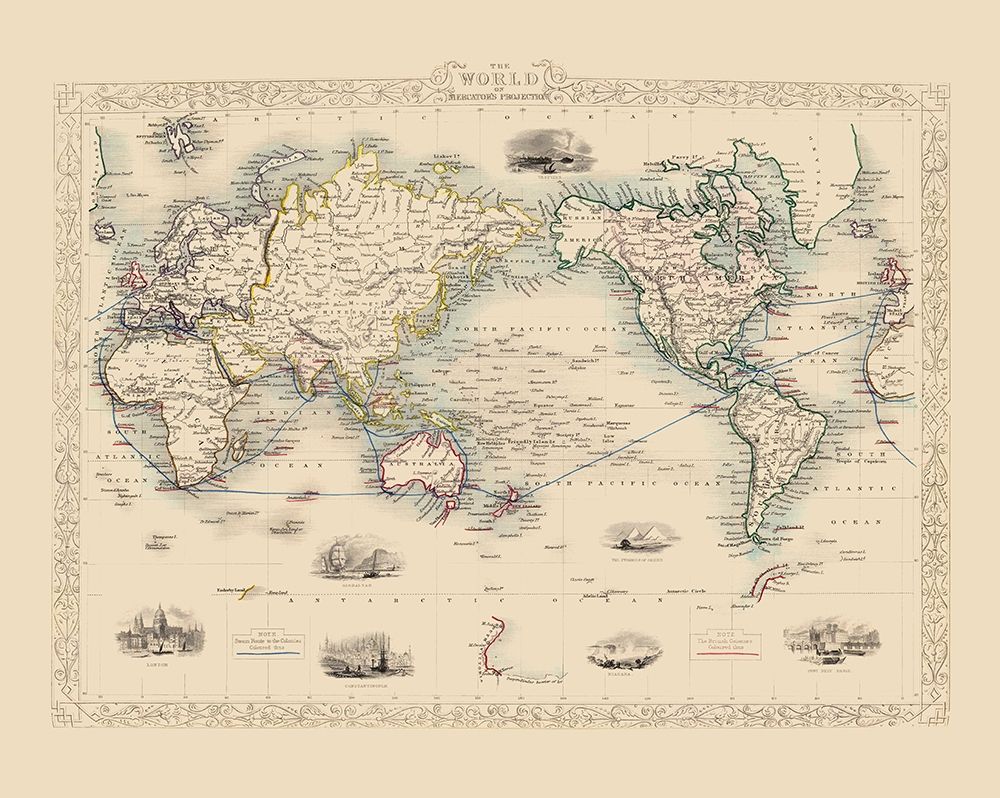 Mercator Projection - Tallis 1851