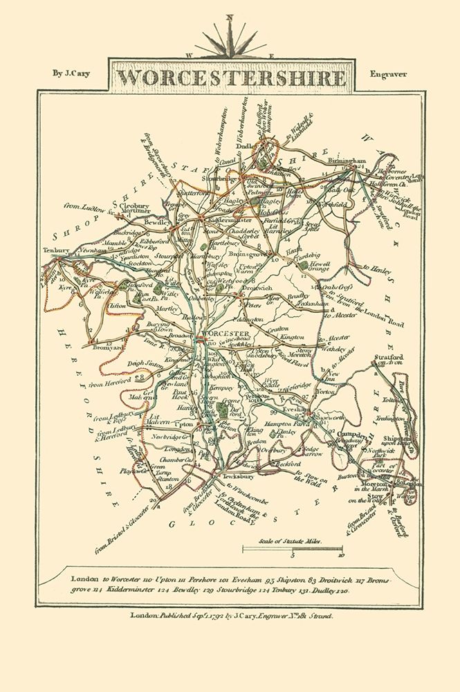 Worcestershire County England - Cary 1792