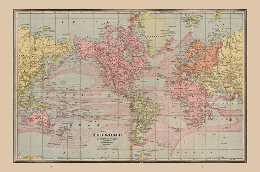 Chart of World - Cram 1888