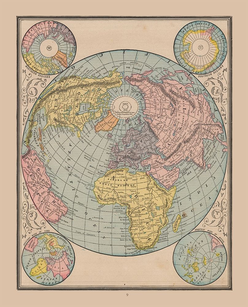 North South Pole World - Cram 1888