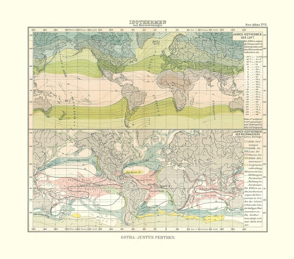 Isotherm Ocean Currents - Perthes 1914