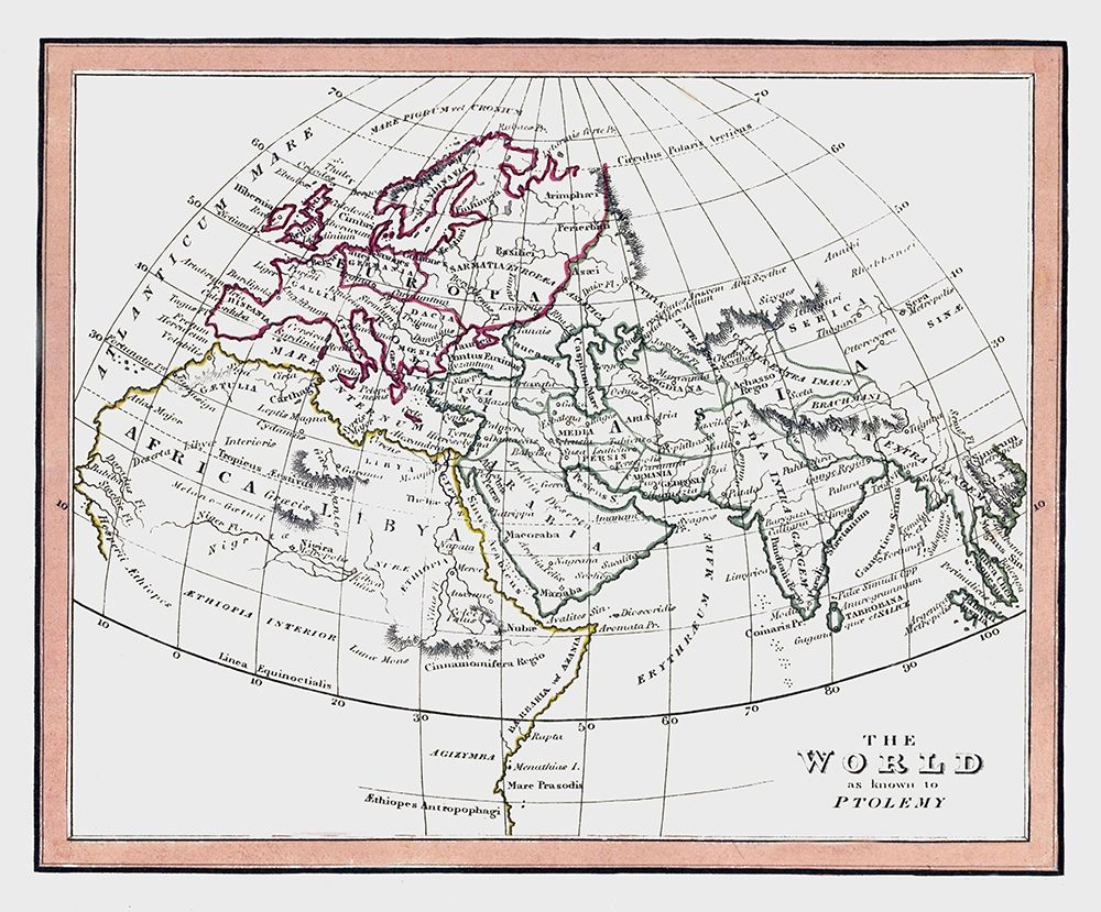 World as known to Ptolemy - Fenner 1830
