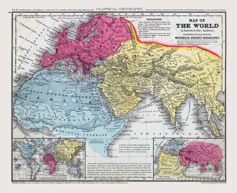World as Known to Ancients - Mitchell 1844