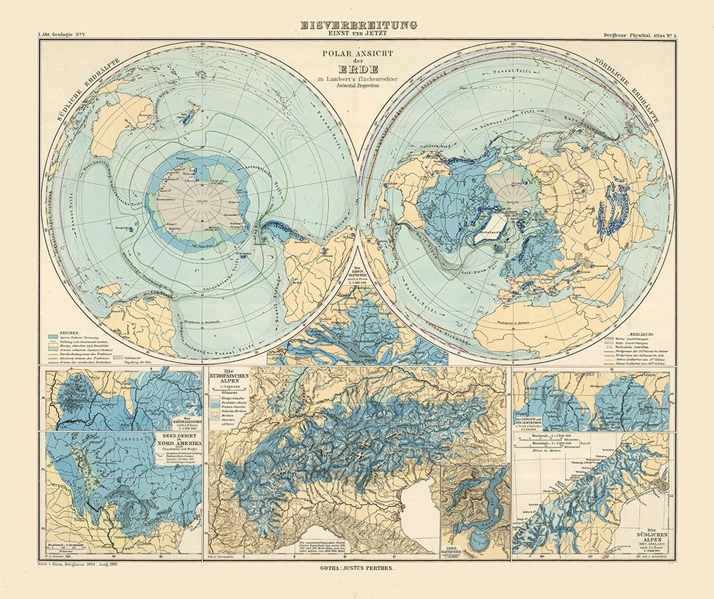 North Pole South Pole - Perthes 1884