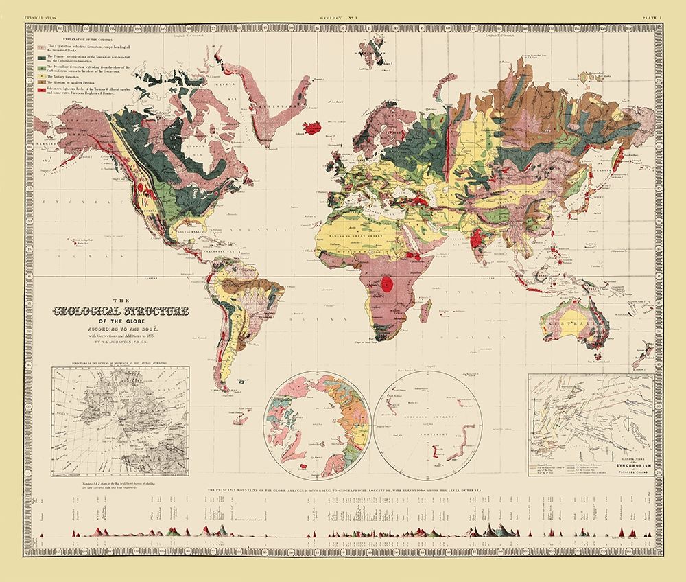 Geological Structure of Globe - Johnston 1855