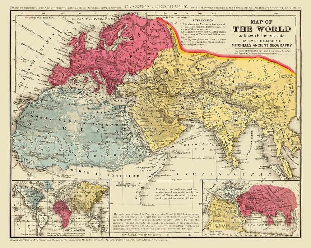 World Known to Ancients - Mitchell 1844