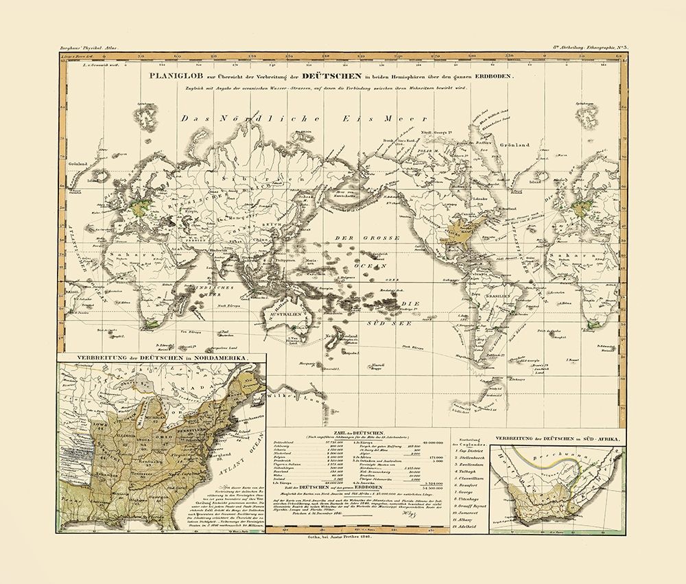 Distribution of Germans World - Perthes 1846