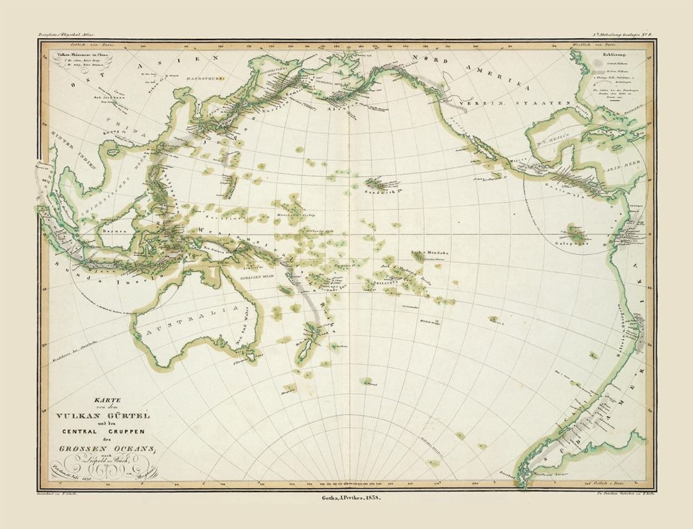 World Pacific Ocean - Perthes 1838