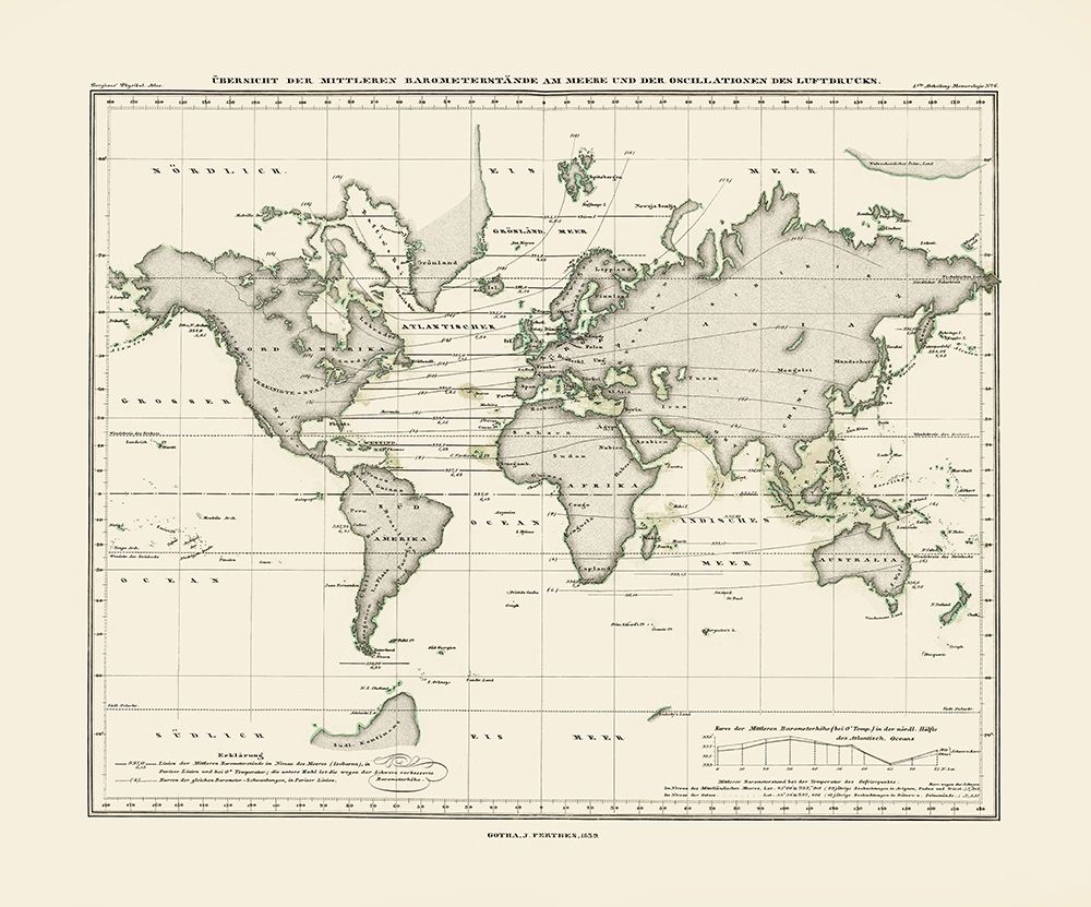 World Seas Air Pressure - Perthes 1839