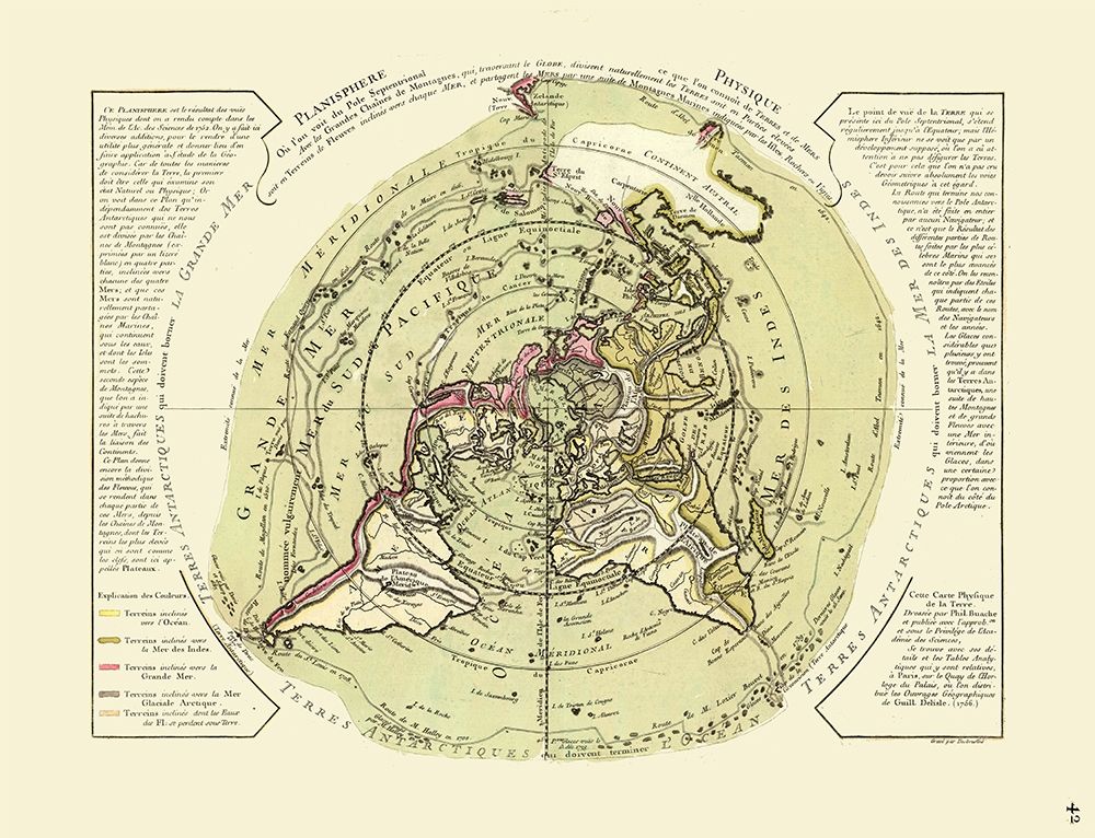 World Planisphere Physical - De Lisle 1756
