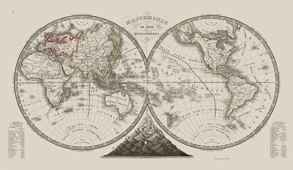 Western Eastern Hemispheres - Monin 1839