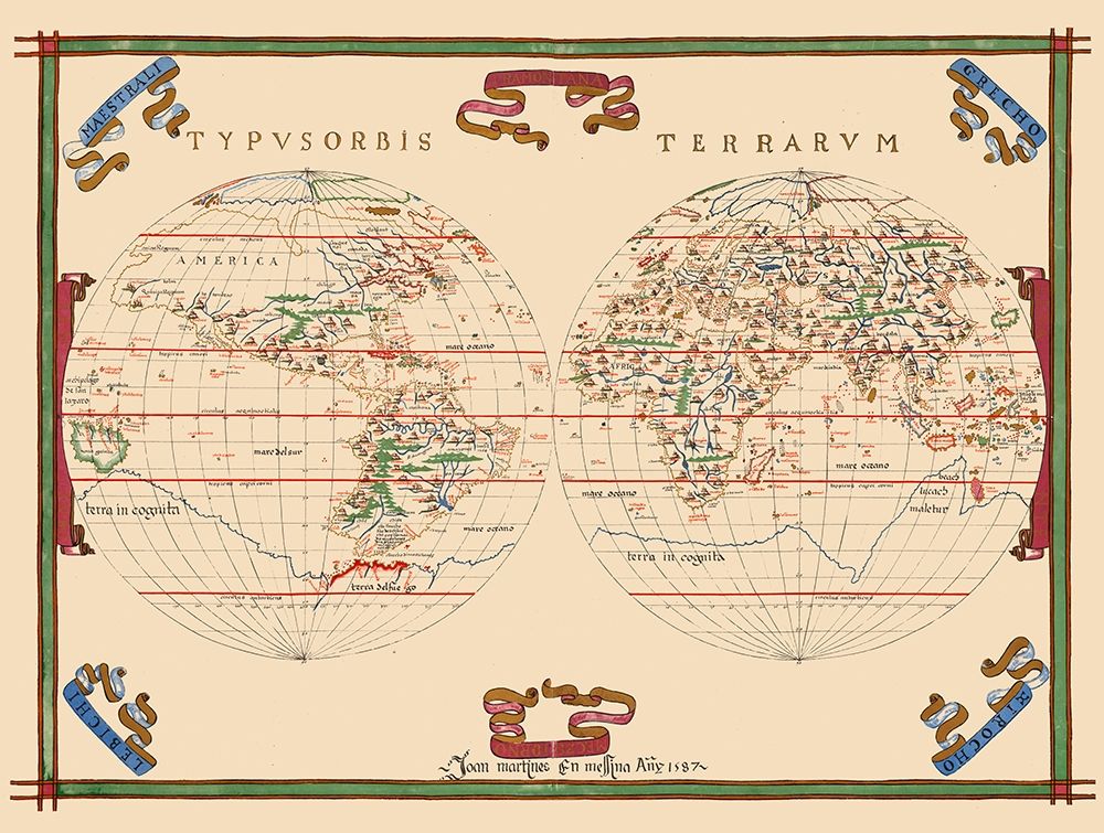World Hemispheres - Martines 1587