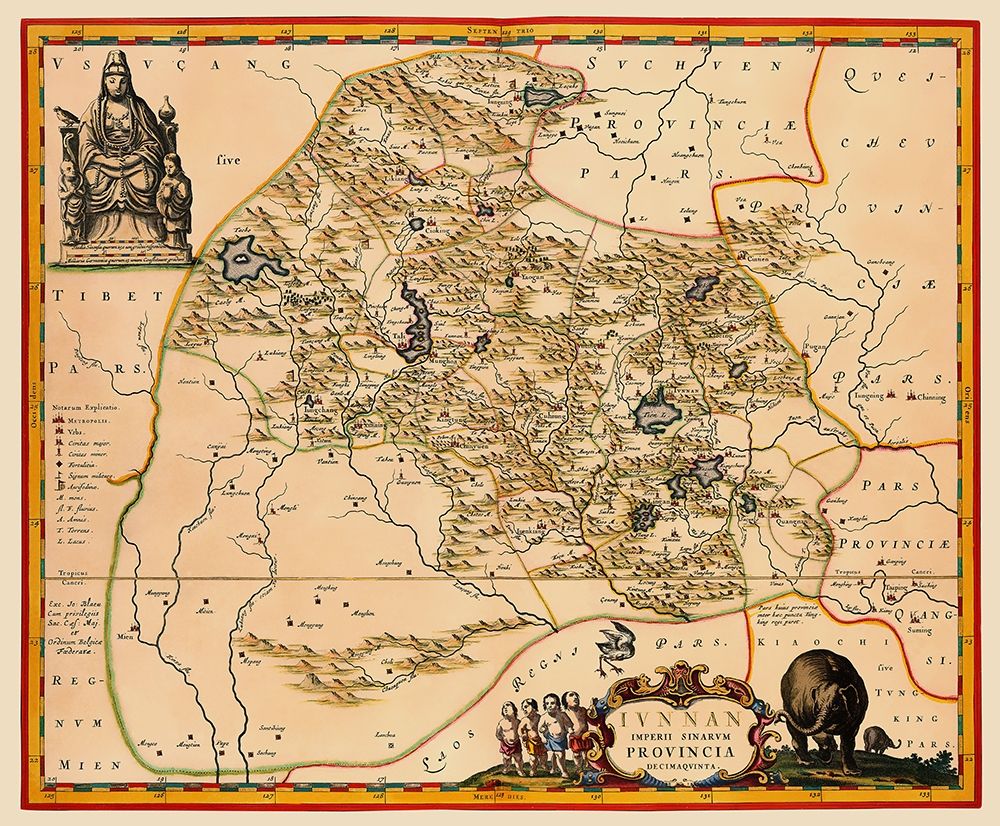 Yunnan Province China - Blaeu 1655