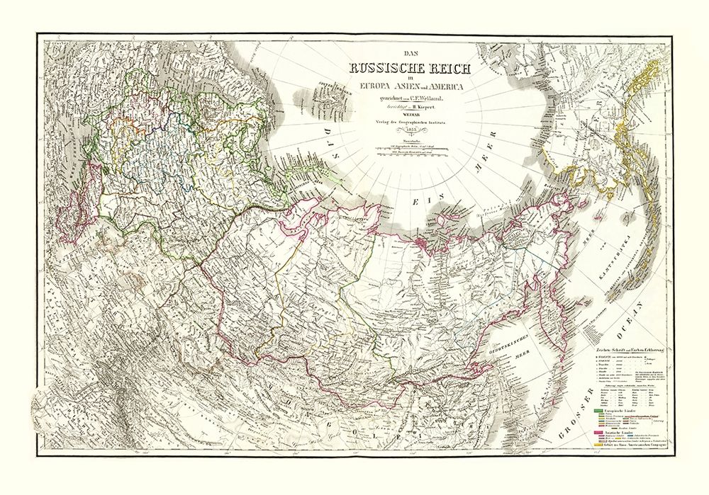 Russian Empire Europe Asia America - Weimer 1855