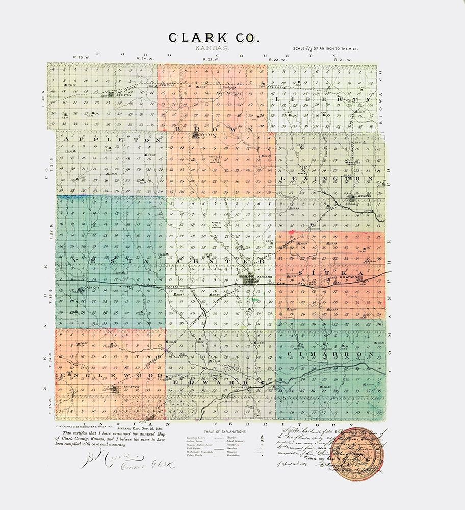 Clark Kansas - Everts 1887