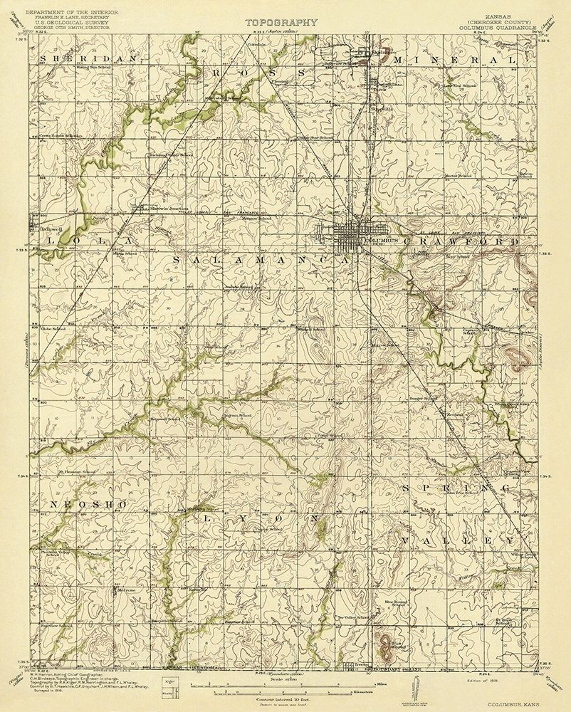 Columbus Kansas Quad - USGS 1918