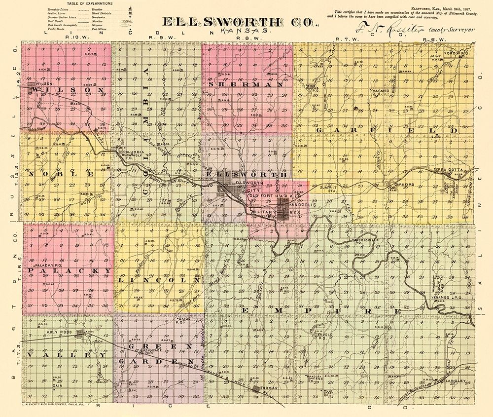 Ellsworth Kansas - Everts 1887