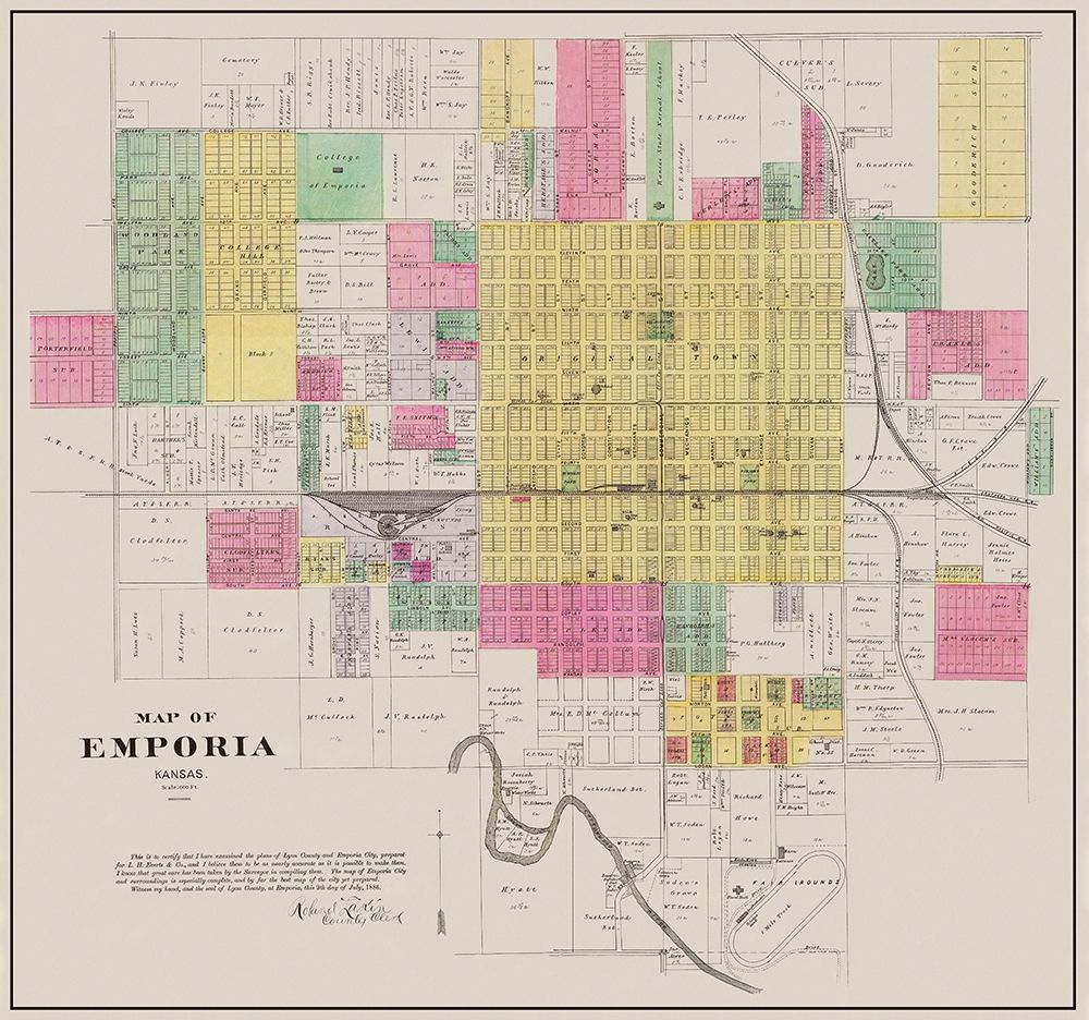 Emporia Kansas Landowner - Everts 1886