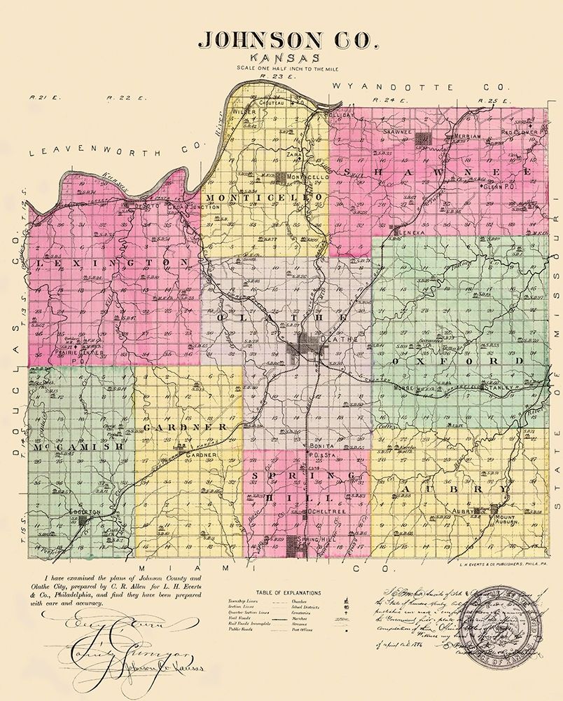 Johnson Kansas - Everts 1887