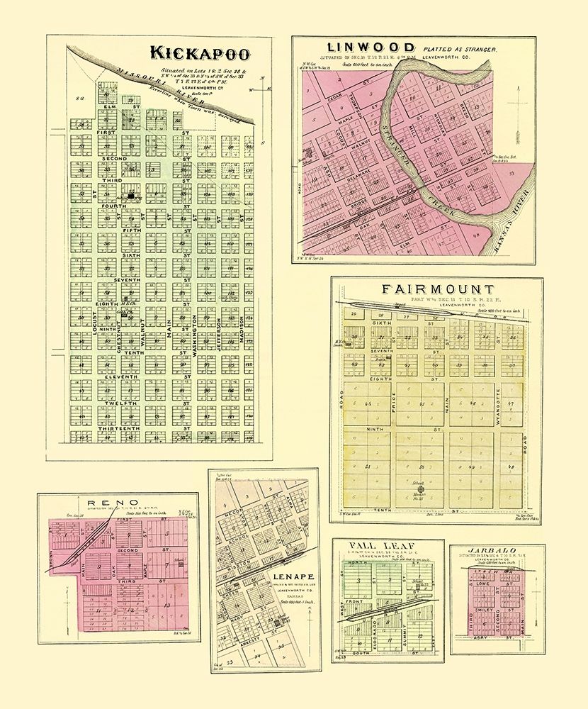 Kickapoo, Linwood, Fairmount Kansas - Everts 1887