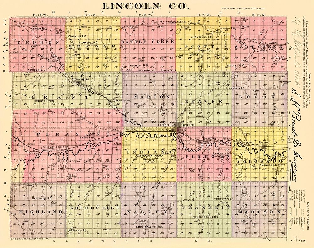 Lincoln Kansas - Everts 1887